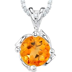 Buy 1.25 cts Round Cut Citrine Pendant in Sterling Silver by Peora