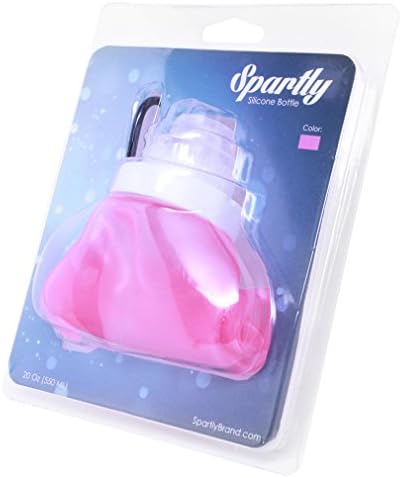 Spartly Sports Collapsible Water Bottle - 20 Oz - Pink Color - BPA Free - Ideal for Running, Camping, Yoga, Working Out, Cylcling, Fits Any Bike, or Simply the Office. #1 Sports Canteens - Best Gift!
