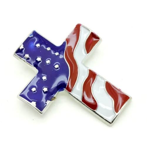 Cross Shaped American Flag Brooch Lapel Pin Brooches And