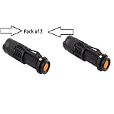 Abco Tech 3 Mode Cree 7W 300LM Mini LED Flashlight Torch Adjustable Focus Zoom Light Lamp PACK OF 2
