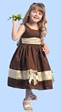 Sleeveless 100% Silk Chocolate & Champagne Dress Size 8 - (Child)