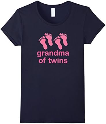 Grandma Of Twins Shirt Cute Twin Girls T-shirt - Female Large - Navy
