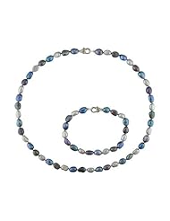 7-8 MM Black Freshwater Cultured Pearl Bracelet Set, 18"
