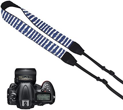 Pleter Royal Blue Abstract Strip Pattern Cotton Canvas Fabric Neck Shoulder Strap Camera Strap for DSLR, SLR, and Digital Camera, for Nikon, Canon, Samsung ETC 0739