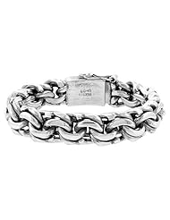 Gents Sterling Silver Garibaldi Link Bracelet Handmade 1/2 inch wide, sizes 8, 8.5 & 9 inch