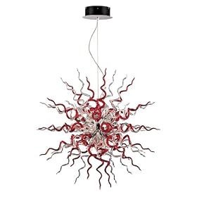 Possini Euro Design Red Swirl Glass Pendant Chandelier by Possini Euro Design