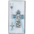 Crib Medallion and Rosary - Boy/Blue - "Angel of God, Protect this Child" - MADE IN ITALY!