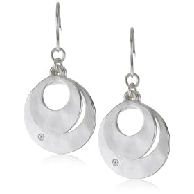Kenneth Cole New York Hammered Silver-tone Drop Earrings