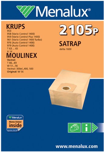 Menalux 2105 P, 5 Staubbeutel, Papier, passend f&uuml;r Moulinex/Krups Preisvergleich