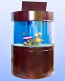Aquavim Ocean View Reef Ready 98 Gallon Seamless Curved Half Cylinder Glass Aquarium with Real Wood Furniture