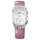 Philip Stein Teslar Mens Pink Stingray Strap Mother of Pearl Dial Diamond Chronograph Dual Time... by Philip Stein