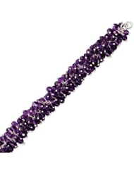 Sterling Silver 8 Inch Amethyst Stone Bracelet - 8 Inch