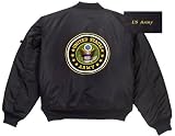 Black US Army Logo MA-1 Flight Jacket