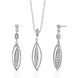 Exquisite Style: Sterling Silver Celebrity Inspired Bridal Jewelry Dangle Style Earring/Pendant Set With CZ Diamonds