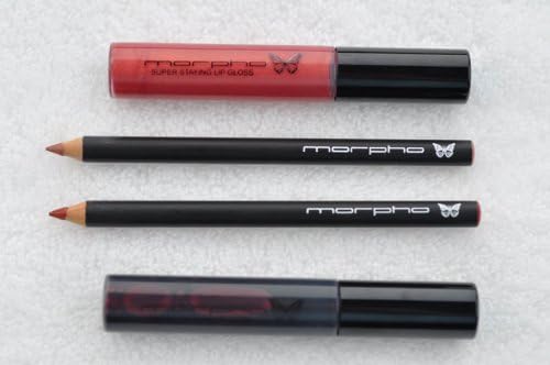 Snap Dragon lip stain, Farfalla lip gloss, Anamu lip pencil, Zanga lip pencil - Super Staying Lip Stain, Lip Gloss, 2 FREE Lip Pencils - SET of 4 - Morpho Cosmetics - long lasting lip products