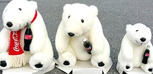 Coca-Cola Plush Collection: The Polar Bear Family Set - Baby 7" Mother 11" Father 13"