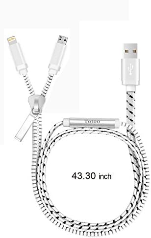 TOTOP iPhone 6 Cable, USB Cable, Nylon Braided 2-in-1 8 pin Lightning &amp; Micro USB Cable for iPhone 6 6 Plus 5 5s 5c, iPad Air mini, iPod 5, Sumsung, HTC, Motorola, Nokia