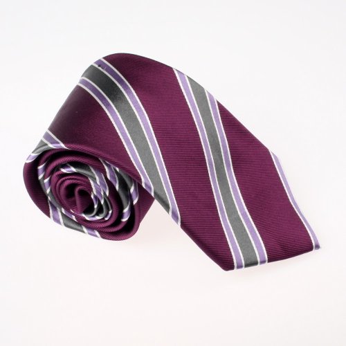 Purple Stripes Woven Silk Tie Present Box Set dark magenta personalized gift T8350