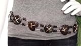 Coconut shell belt, 'XOXO'