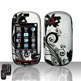 Rubberized Silver Black Vine Flower Snap on Design Case Hard Case Skin Cove ....