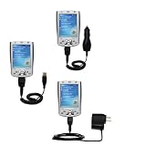 Deluxe Kit for the HP iPAQ h2210 includes a USB cable with Car and Wall Charger - Gomadic Brand w/ TipExchange Technology