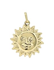 14k Yellow Gold, Sun Pendant Charm 21mm Wide