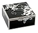 Personalised Black and White Glass & Wire Butterfly, Flowers and Crystals Large Square Trinket or Jewellery Box