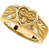 14K Yellow Gold Decorative Panels Fashion Heart Band Ring