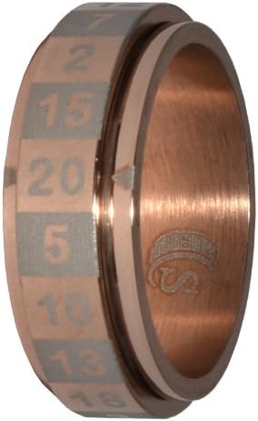 CritSuccess, Spinner Dice Ring, Stainless Steel (r20, Gold, Steel Engraving, Ring Size 15)
