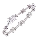 Bridal CZ Diamond X Link .925 Sterling Silver Bracelet