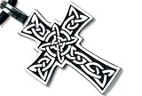 Tribal Celtic Cross Pendant (Jesus Christ Cross Necklace) - Christian Cross Crucifix Pendant Necklaces for men, for women or teens. - Top Quality Pewter Jesus Jewelry Necklace - Christian Jewelry / Religious Gifts. (1) Black PVC rope chain Included with this Jesus Pendant necklace.