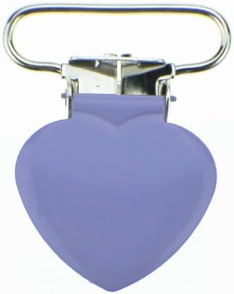 5 Heart Shaped Enamel Suspender Clips 1 Inch for Passy Binky Pacifier and Mittens (Pastel Purple)