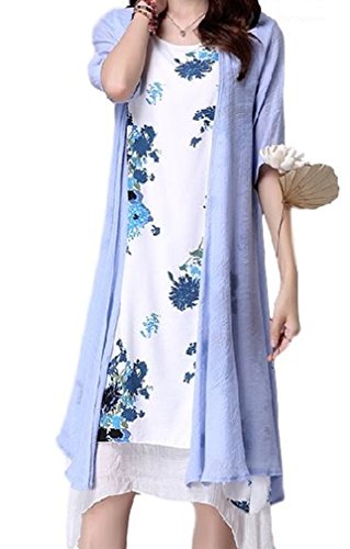 ナナコレクション Nana_Collection 秋 レディース 五分袖 カーディガン セット 花柄 レイヤード シフォン ワンピース