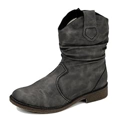 Rieker Peggy 76784 Damen Stiefel Lederimitat, Grau, Größe 38