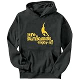 Life Is Skateboarding ... Enjoy It ! Sports Mens Hoodie (Dark Silver, Sizes X-Small - XXX-Large)