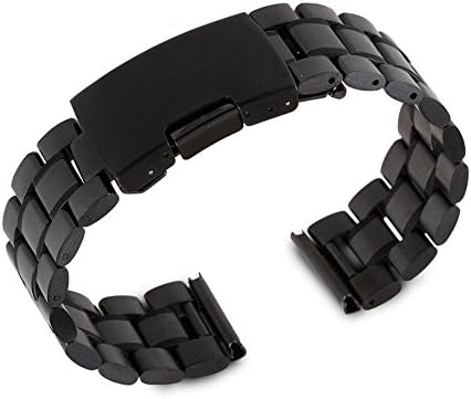 Fionatech Black 22mm Stainless Steel Watch Band Strap for Samsung Galaxy 2 NEO/LG G Watch R/Pebble/S2 Classic