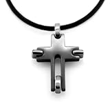Men's Grey Titanium Movable Cross Pendant, 20