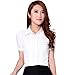 TLZC Women's Fashion Office Wear Puff Short Sleeve Slim Top Shirt Blouses