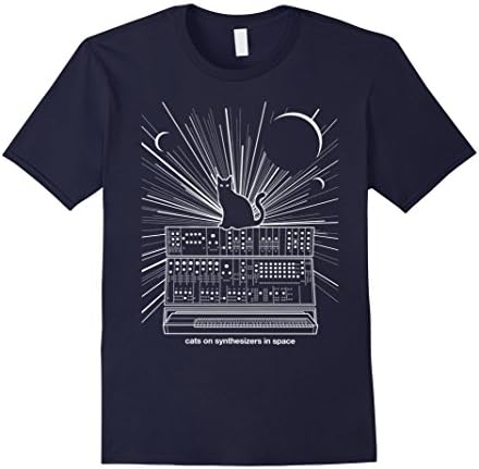Men's Cats On Synthesizers In Space T Shirt Large Navy