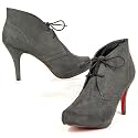 Damen High Heels Pumps, rote Sohle, Ankle Boots, Plateau, grau
