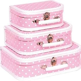 Pale Pink Spotty Suitcases - Color: Pink