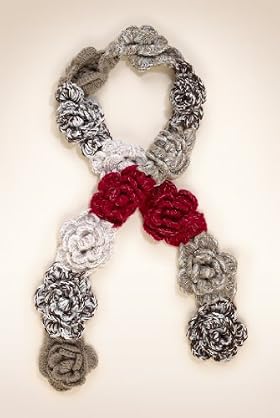 Crochet Flower Knitted Scarf