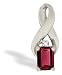 14K White Gold Emerald-cut Created Ruby and Diamond Pendant