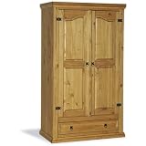 Corona 2 Door 1 Drawer Solid Pine Wardrobe