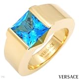Gianni Versace! V_Colors Collection! Made in Italy Fashionable Ring 4.00ctw Topaz Made of 18K Yellow Gold