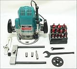 Outlets: 2 HP 1/2in 1/4in Electric Plunge Router w/12 PC Tungsten Bits