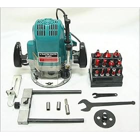 2 HP 1/2in 1/4in Electric Plunge Router w/12 PC Tungsten Bits