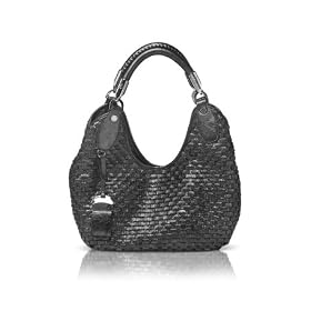 Francesco Biasia Miss Allie - Woven Calf Leather Shoulder Bag Black