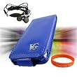 Apple iPod Nano 5th Generation (5G Video) Premium **VG BRAND** Leather Flip Case Cover **BLUE** + MP3 Player Earphones + Vangoddy ?(Trademarked) Orange Silicone Wrist Band!!!