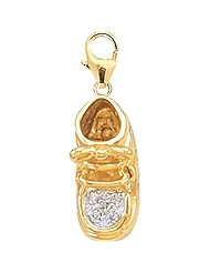 14K Yellow Gold Diamond BoyS Bootie Charm